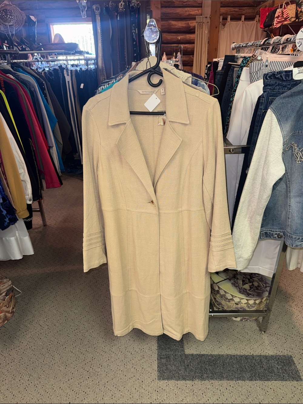 Like New Soft Surroundings Cream Long Sleeve Coat Dress